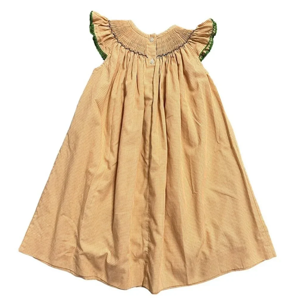 Silly Goose Sz 2 Orange Gingham Smocked Octopus Dress
